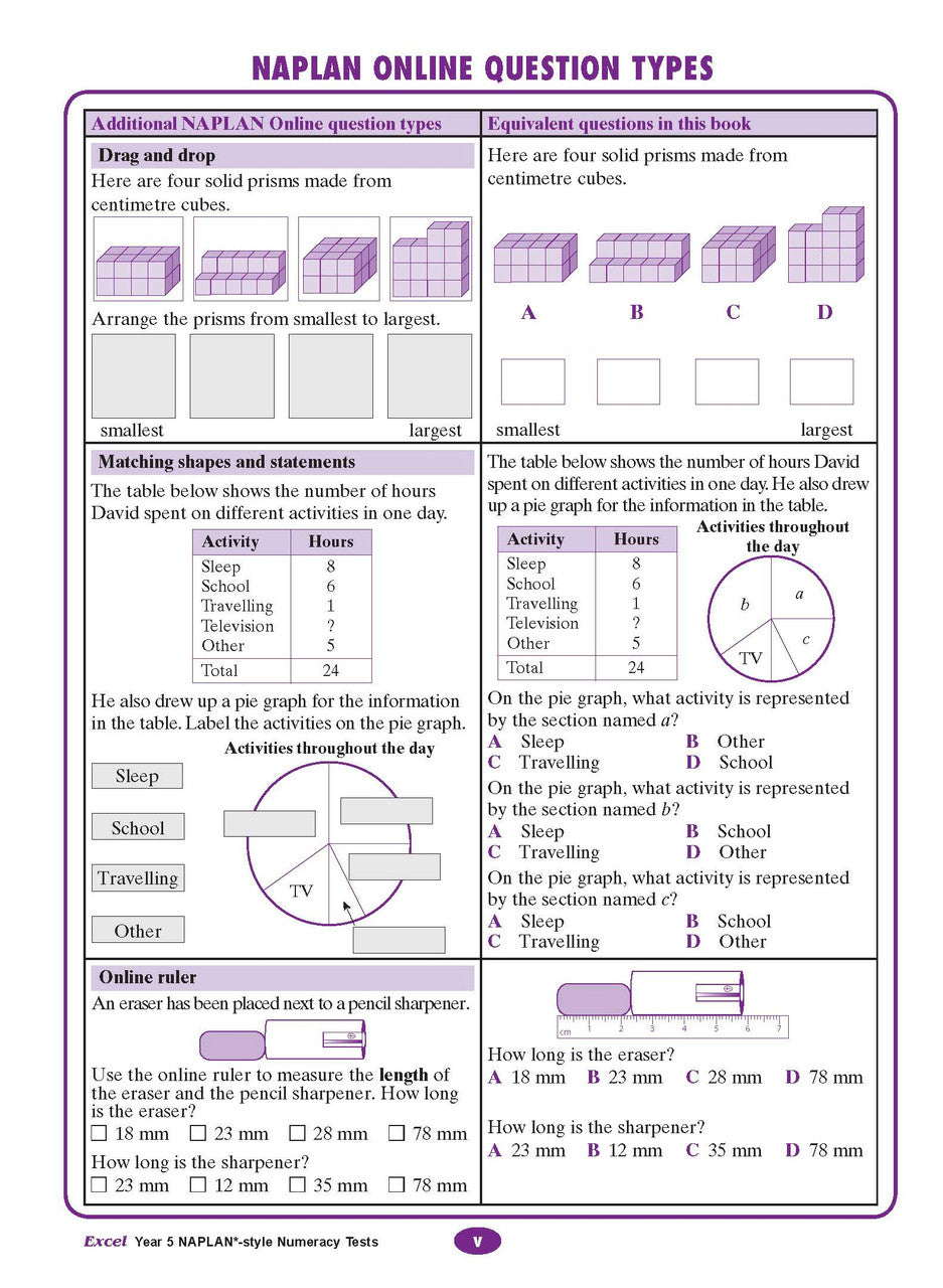 The second sample interior page from the Excel Year 5 NAPLAN-style Numeracy Tests workbook as shown in the publisher gallery