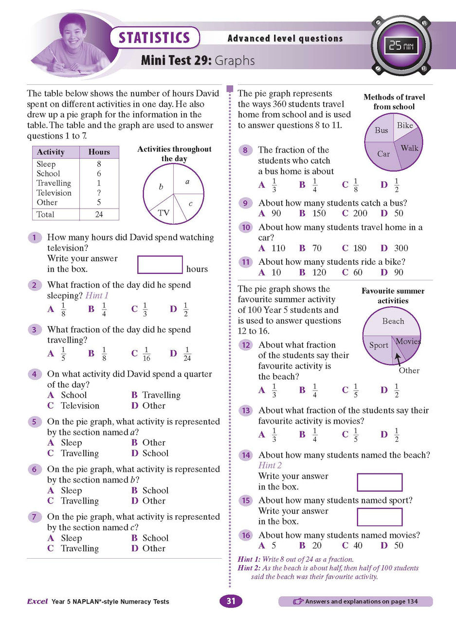 The eighth sample interior page from the Excel Year 5 NAPLAN-style Numeracy Tests workbook as shown in the publisher gallery