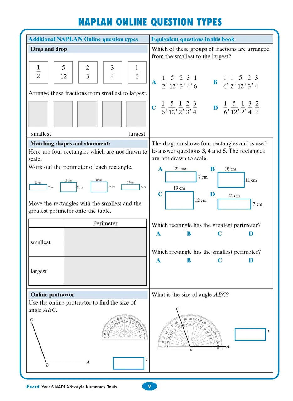 The third sample interior page from the Excel Year 6 NAPLAN-style Numeracy Tests workbook as shown in the publisher gallery