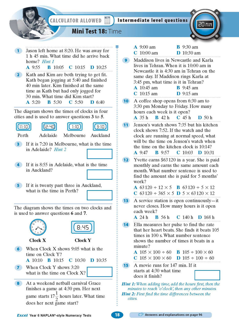 The seventh sample interior page from the Excel Year 6 NAPLAN-style Numeracy Tests workbook as shown in the publisher gallery
