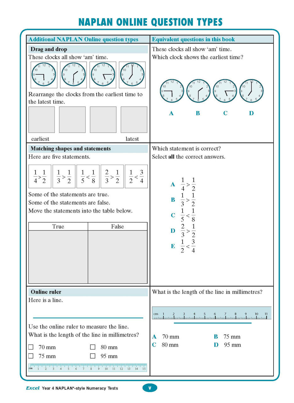 The third sample interior page from the Excel Year 4 NAPLAN-style Numeracy Tests workbook as shown in the publisher gallery