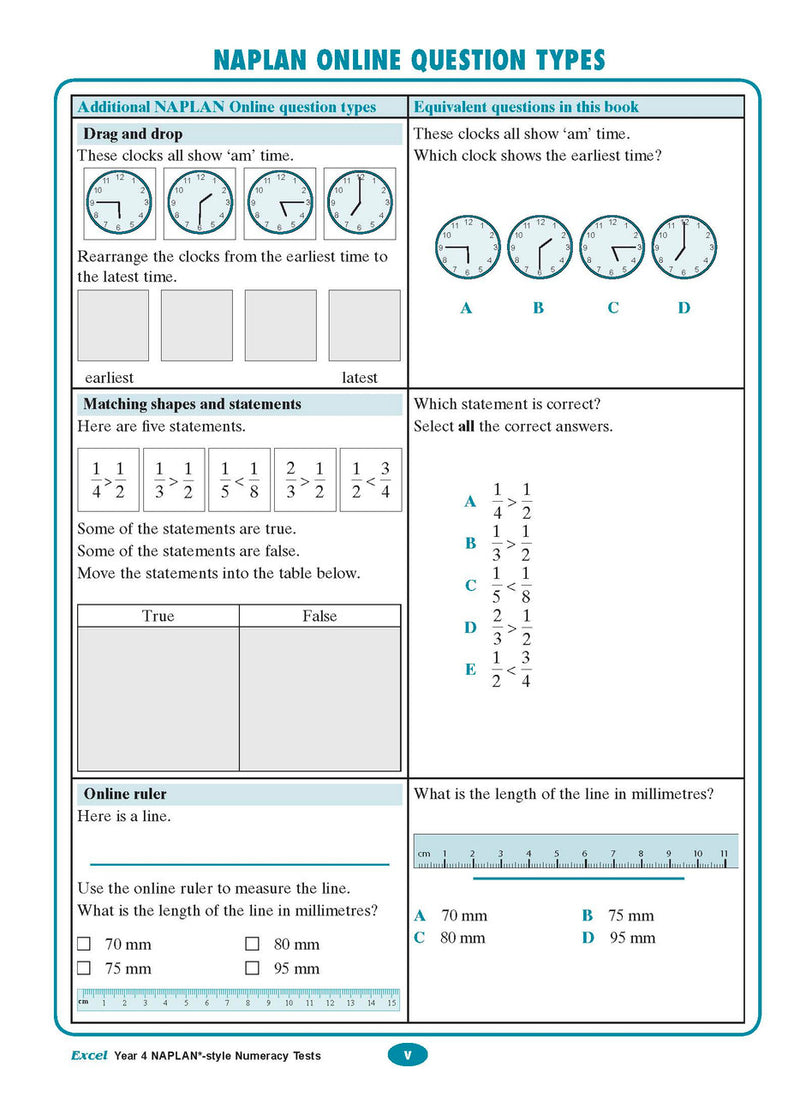 The third sample interior page from the Excel Year 4 NAPLAN-style Numeracy Tests workbook as shown in the publisher gallery