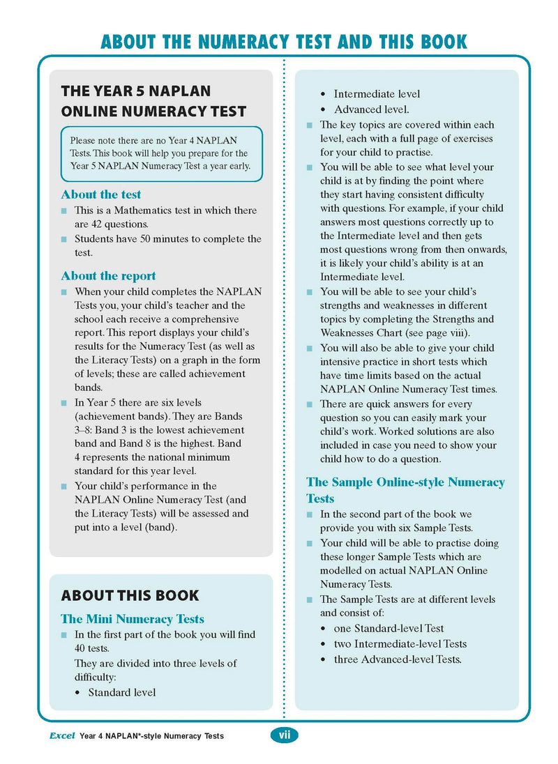 The fifth sample interior page from the Excel Year 4 NAPLAN-style Numeracy Tests workbook as shown in the publisher gallery