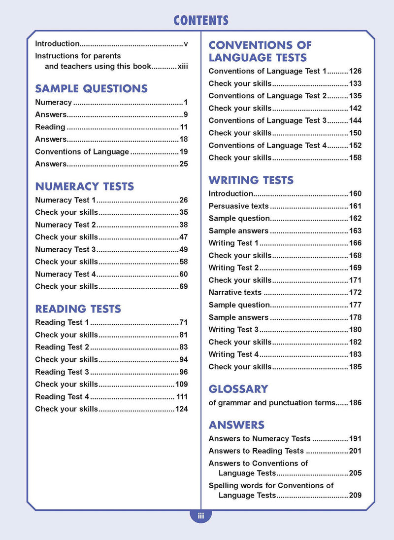 Sample interior page from the Excel NAPLAN-style Tests Year 9 workbook, as shown in the Pascal Press product gallery