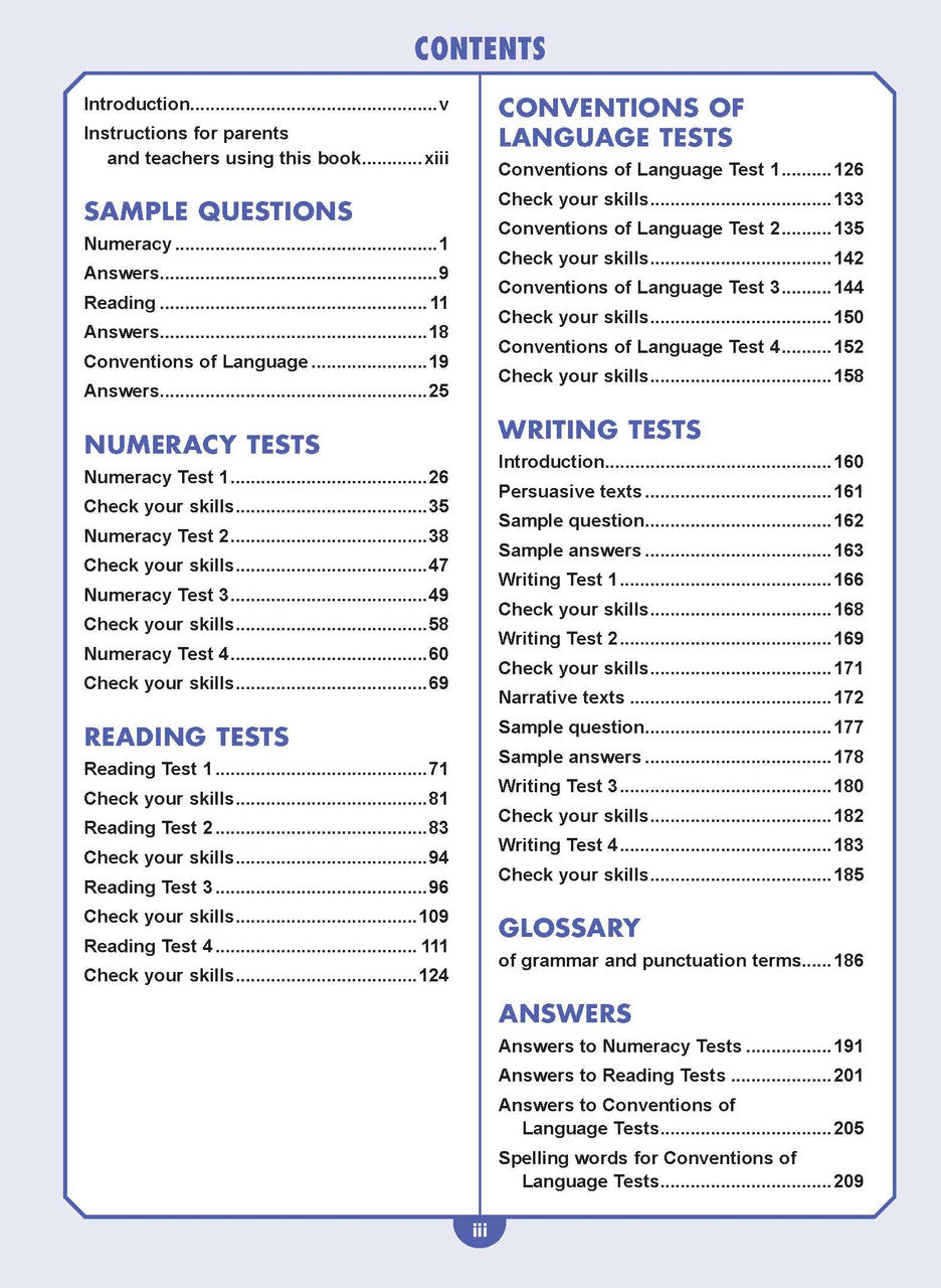 Sample interior page from the Excel NAPLAN-style Tests Year 9 workbook, as shown in the Pascal Press product gallery