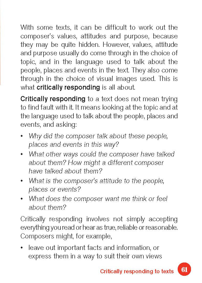 Sample interior page from the Excel English Pocket Book Years 7-10 as shown in the Pascal Press product gallery