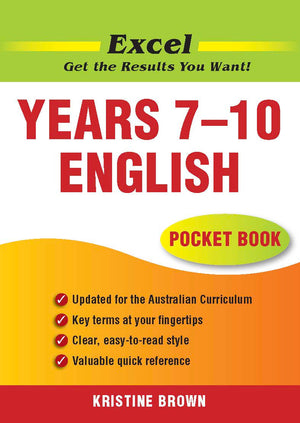 First gallery image for the Excel English Pocket Book Years 7-10, presented by Pascal Press as the cover image