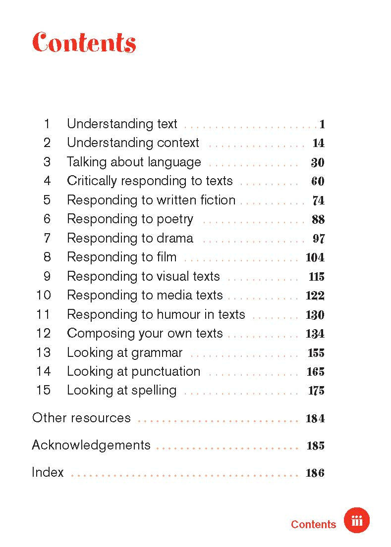 Sample interior page from the Excel English Pocket Book Years 7-10 as shown in the Pascal Press product gallery