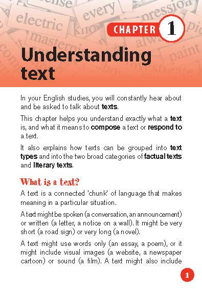 Sample interior page from the Excel English Pocket Book Years 7-10 as shown in the Pascal Press product gallery