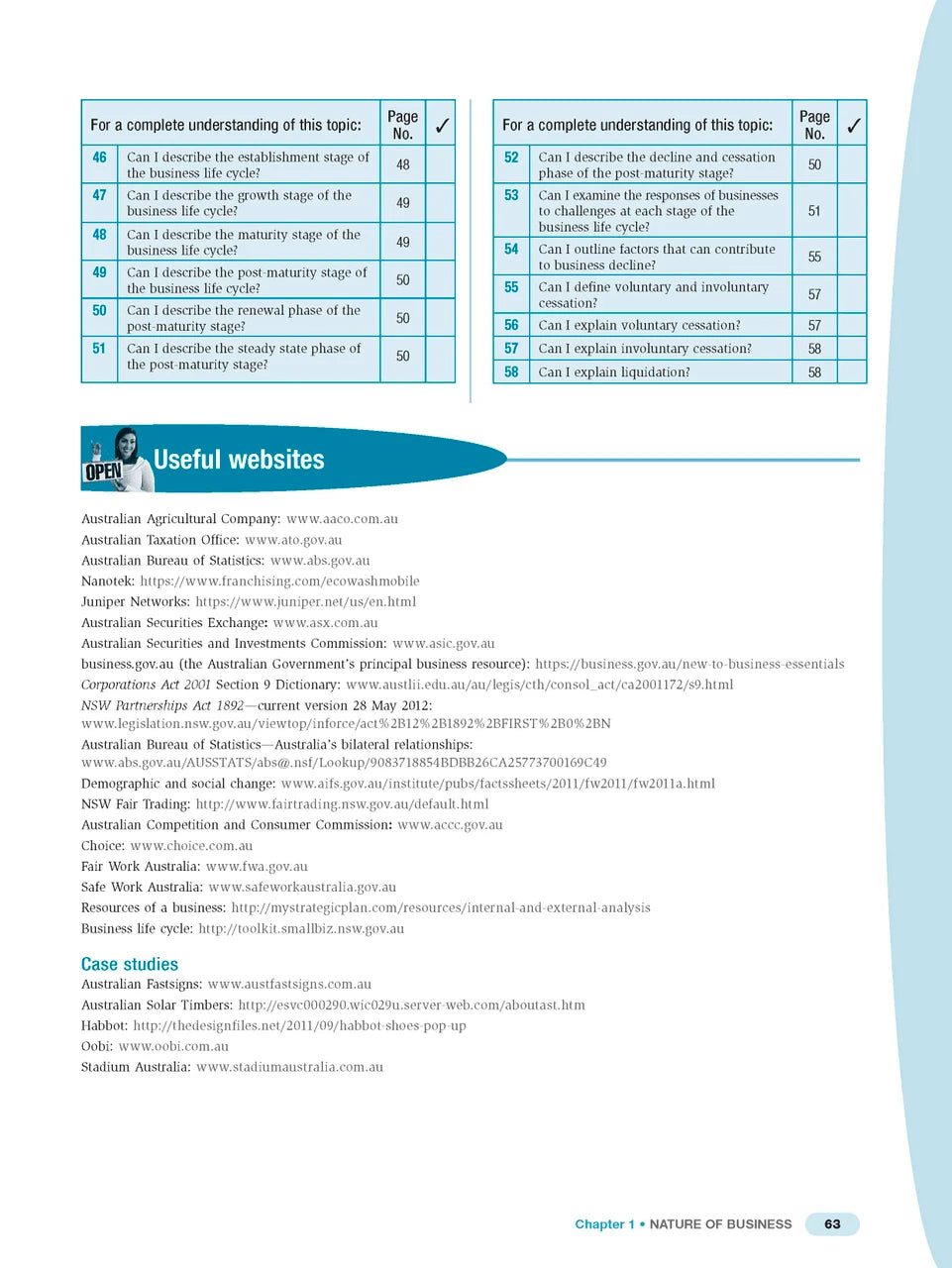Sample interior page from Excel Preliminary Business Studies Study Guide Year 11 as shown in the Pascal Press product gallery