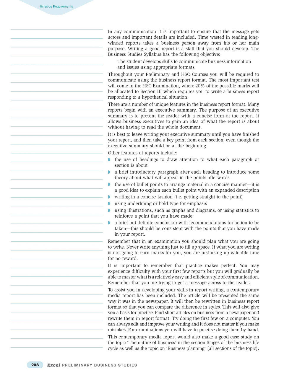 Sample interior page from Excel Preliminary Business Studies Study Guide Year 11 as shown in the Pascal Press product gallery