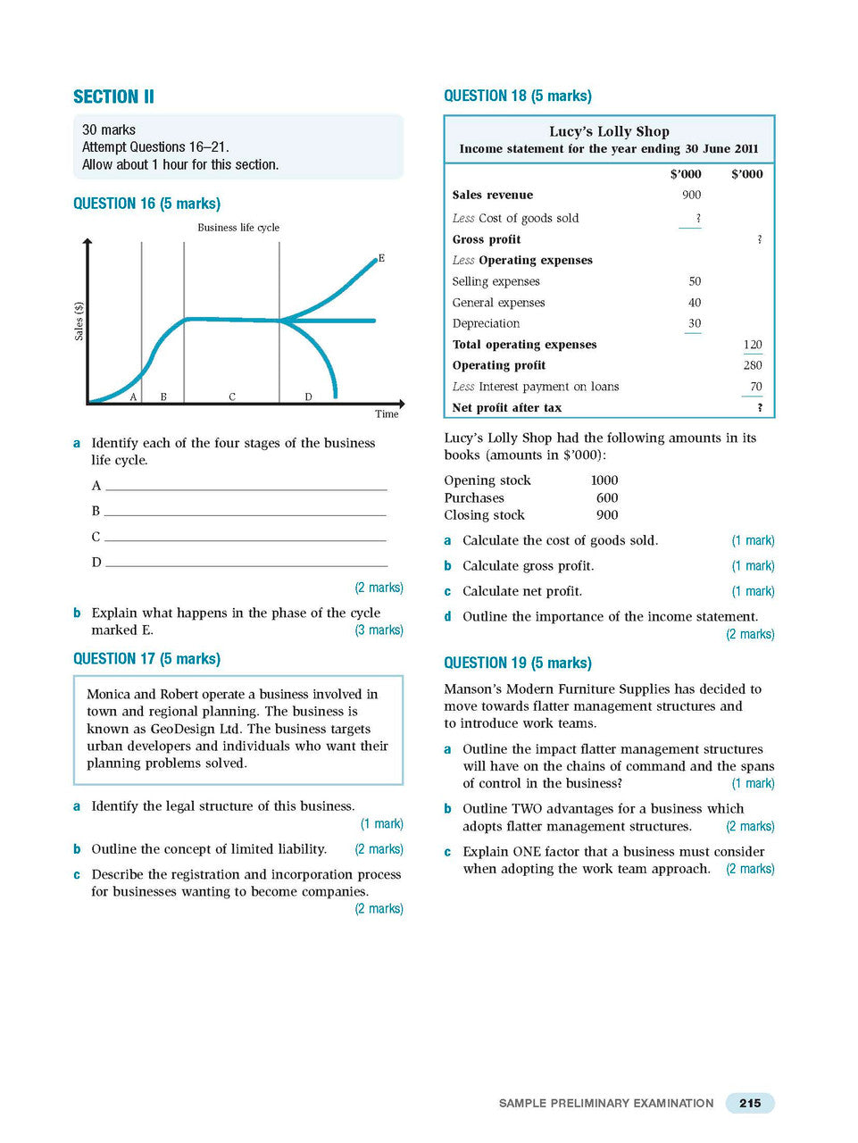 Sample interior page from Excel Preliminary Business Studies Study Guide Year 11 as shown in the Pascal Press product gallery