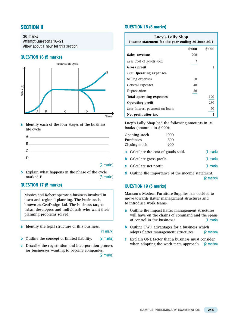 Sample interior page from Excel Preliminary Business Studies Study Guide Year 11 as shown in the Pascal Press product gallery