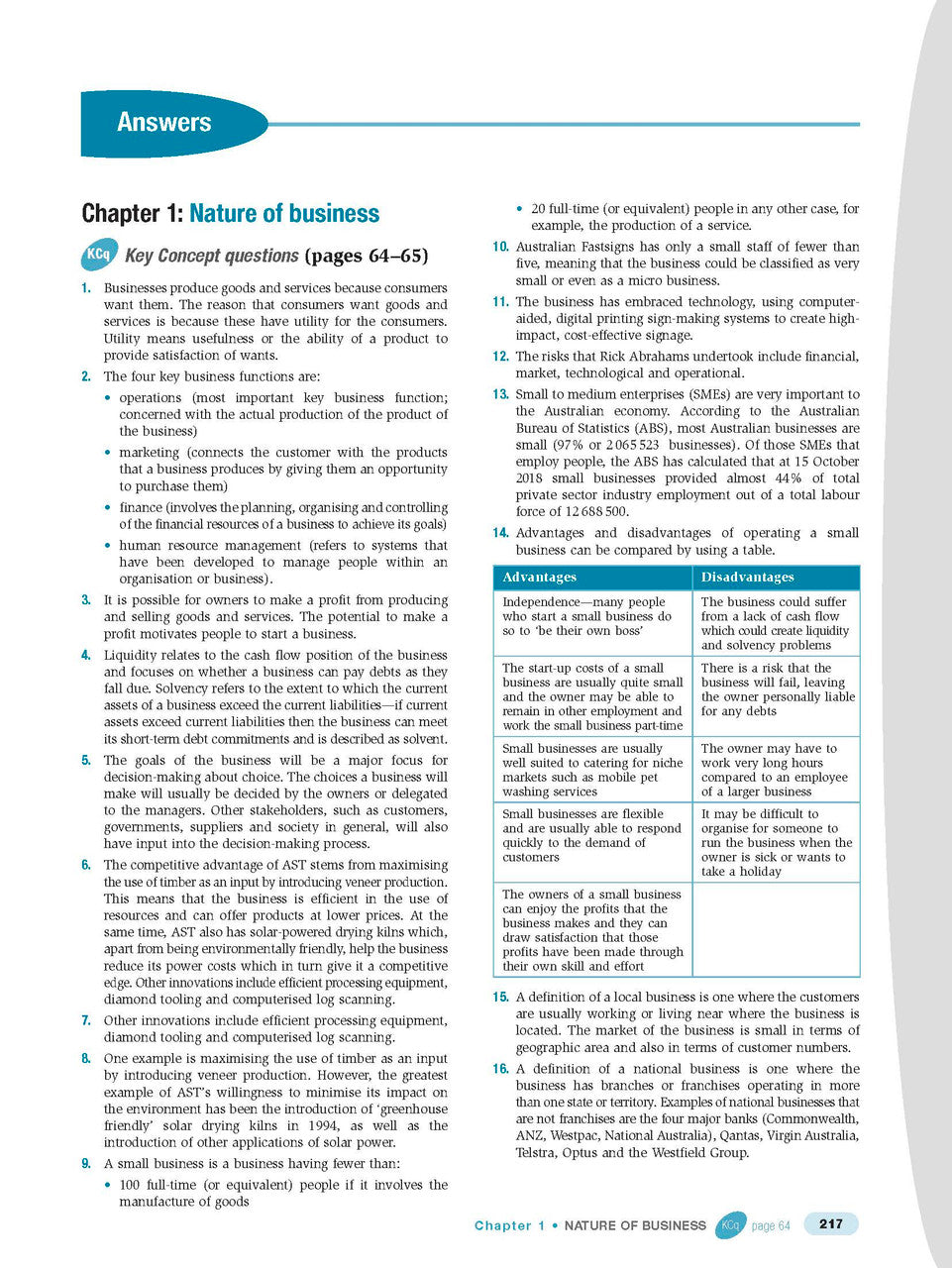 Sample interior page from Excel Preliminary Business Studies Study Guide Year 11 as shown in the Pascal Press product gallery