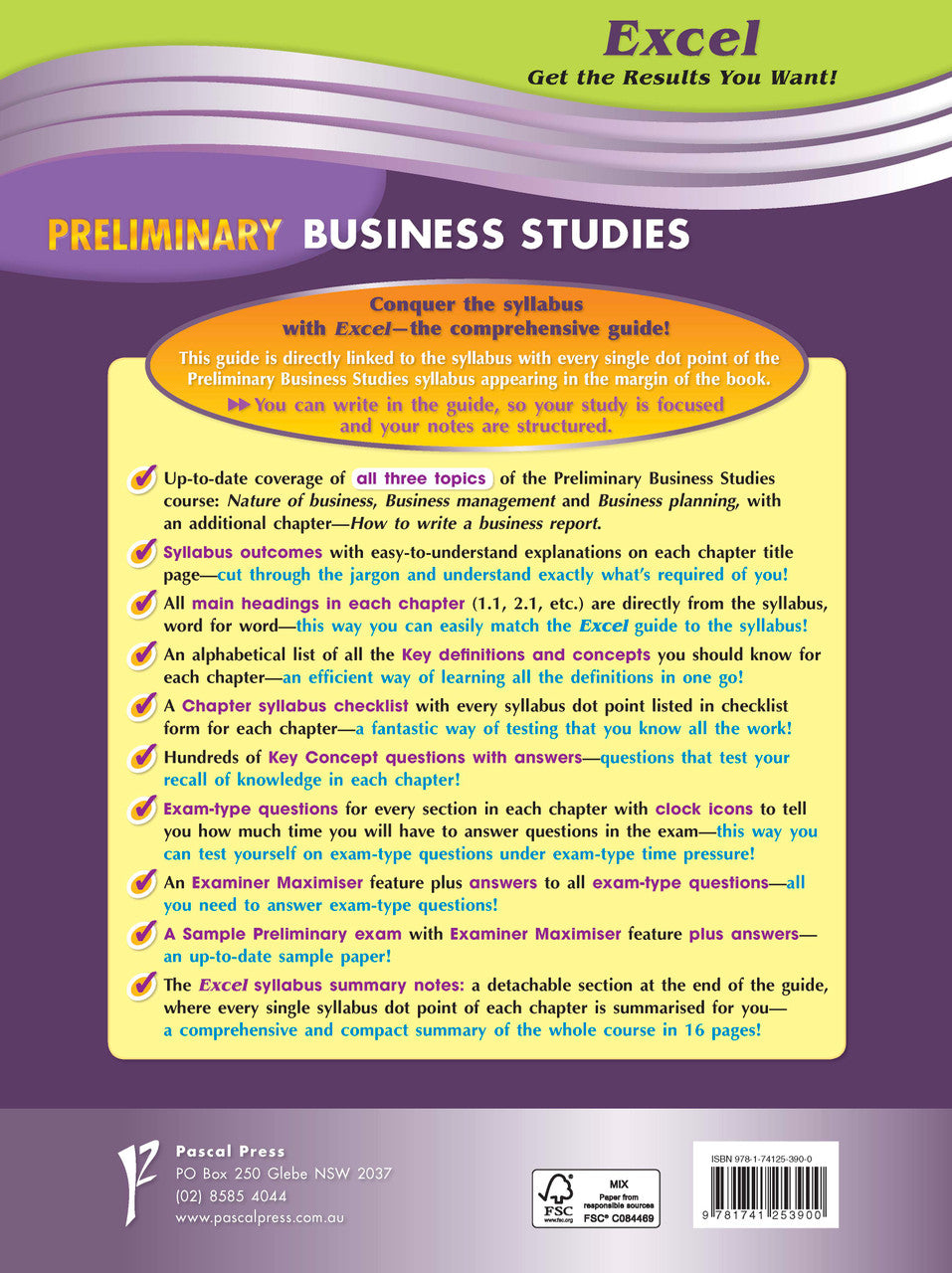 Sample interior page from Excel Preliminary Business Studies Study Guide Year 11 as shown in the Pascal Press product gallery