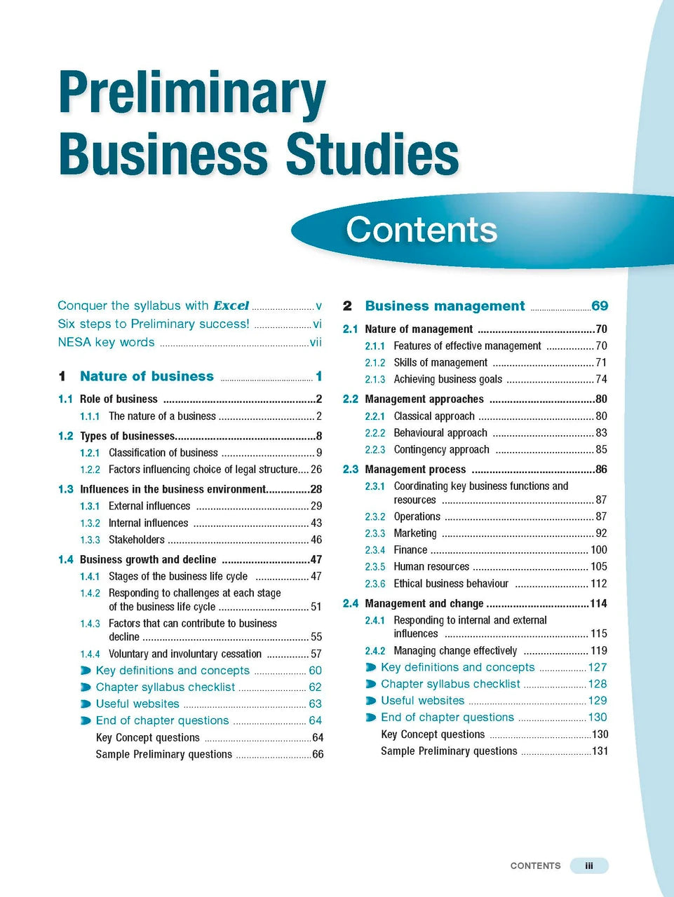Sample interior page from Excel Preliminary Business Studies Study Guide Year 11 as shown in the Pascal Press product gallery
