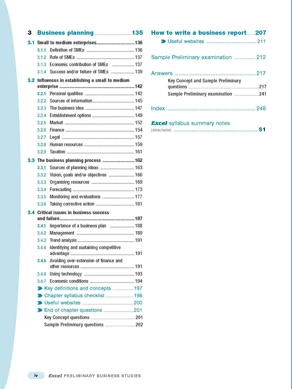 Sample interior page from Excel Preliminary Business Studies Study Guide Year 11 as shown in the Pascal Press product gallery
