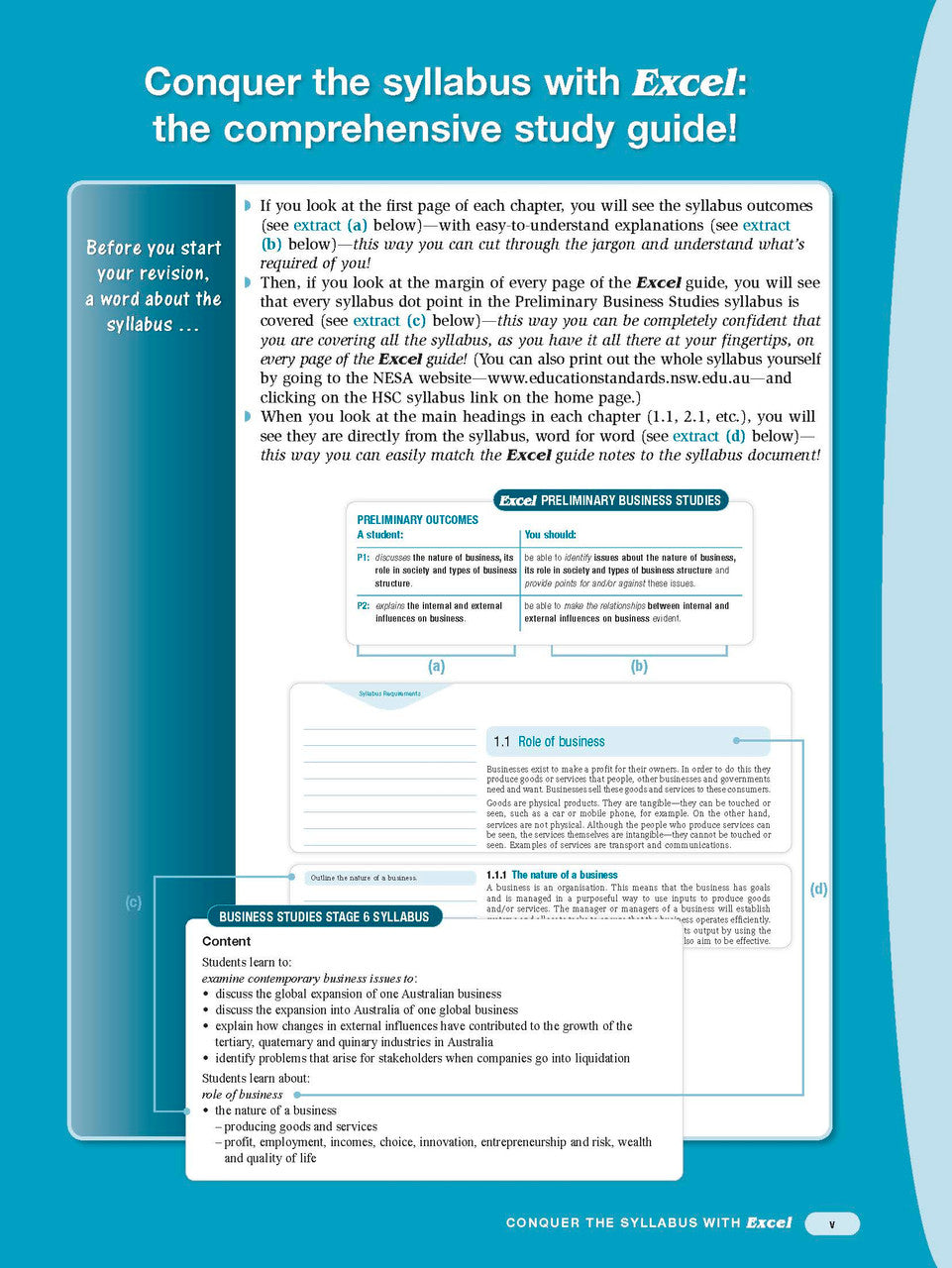 Sample interior page from Excel Preliminary Business Studies Study Guide Year 11 as shown in the Pascal Press product gallery
