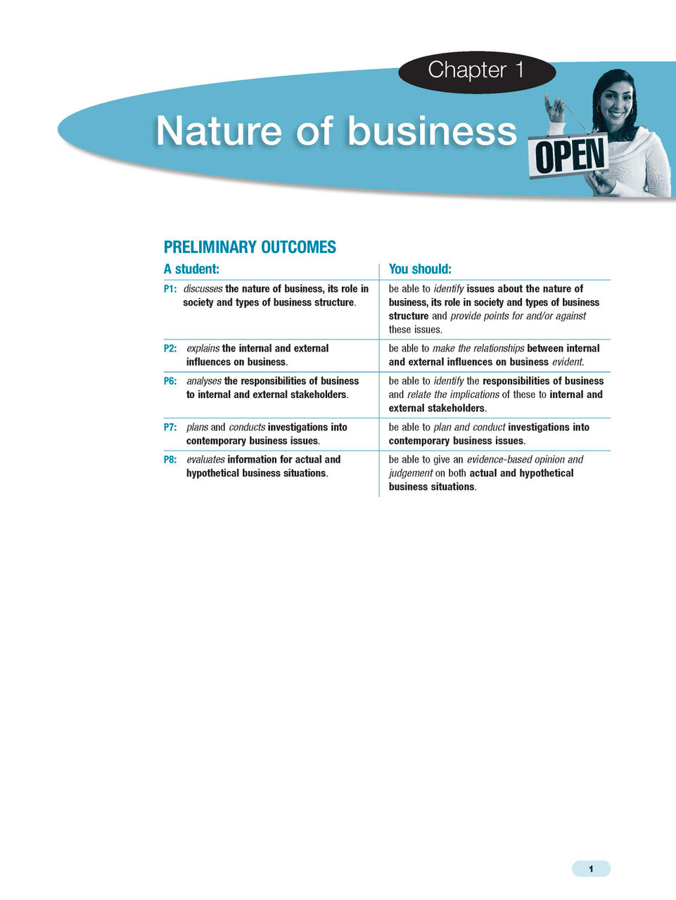 Sample interior page from Excel Preliminary Business Studies Study Guide Year 11 as shown in the Pascal Press product gallery
