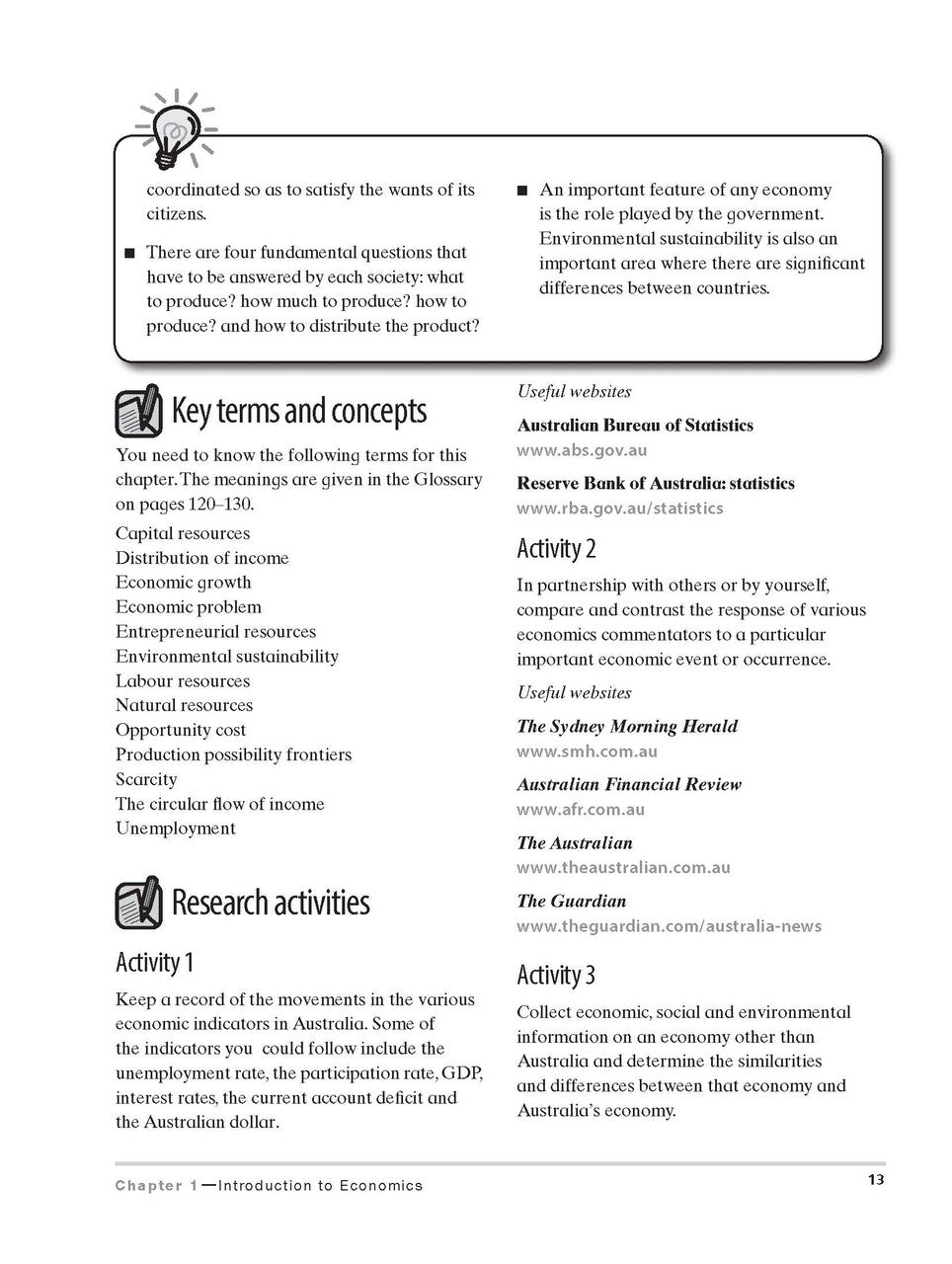Sample interior page from Excel Preliminary Economics Study Guide Year 11 as shown in the Pascal Press product gallery