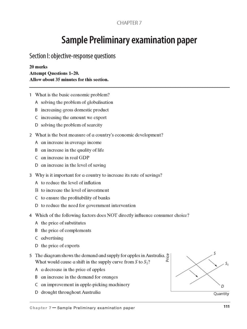 Sample interior page from Excel Preliminary Economics Study Guide Year 11 as shown in the Pascal Press product gallery