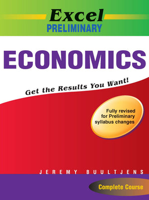 Front cover of Excel Preliminary Economics Study Guide Year 11, a Pascal Press paperback for senior secondary students