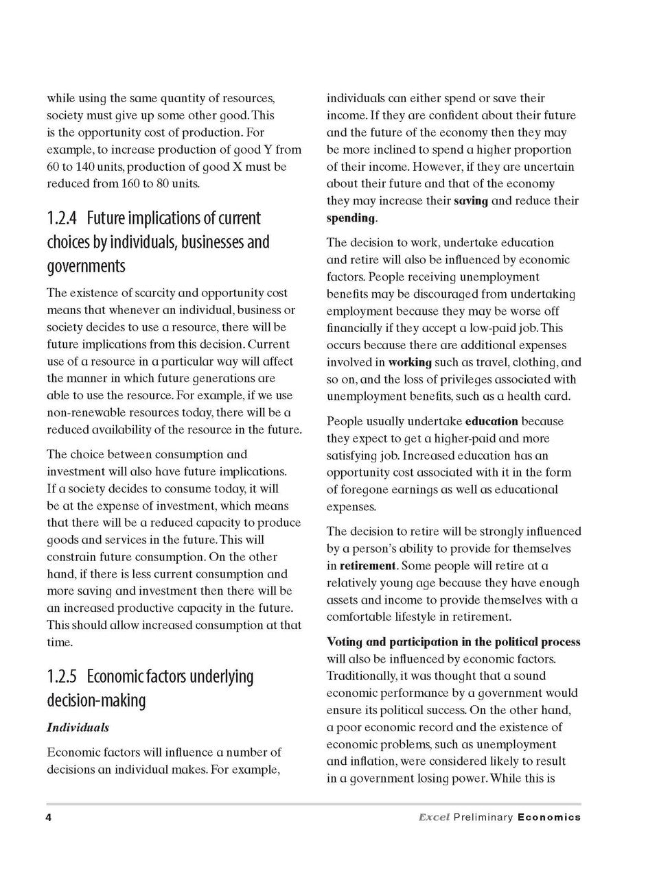 Sample interior page from Excel Preliminary Economics Study Guide Year 11 as shown in the Pascal Press product gallery