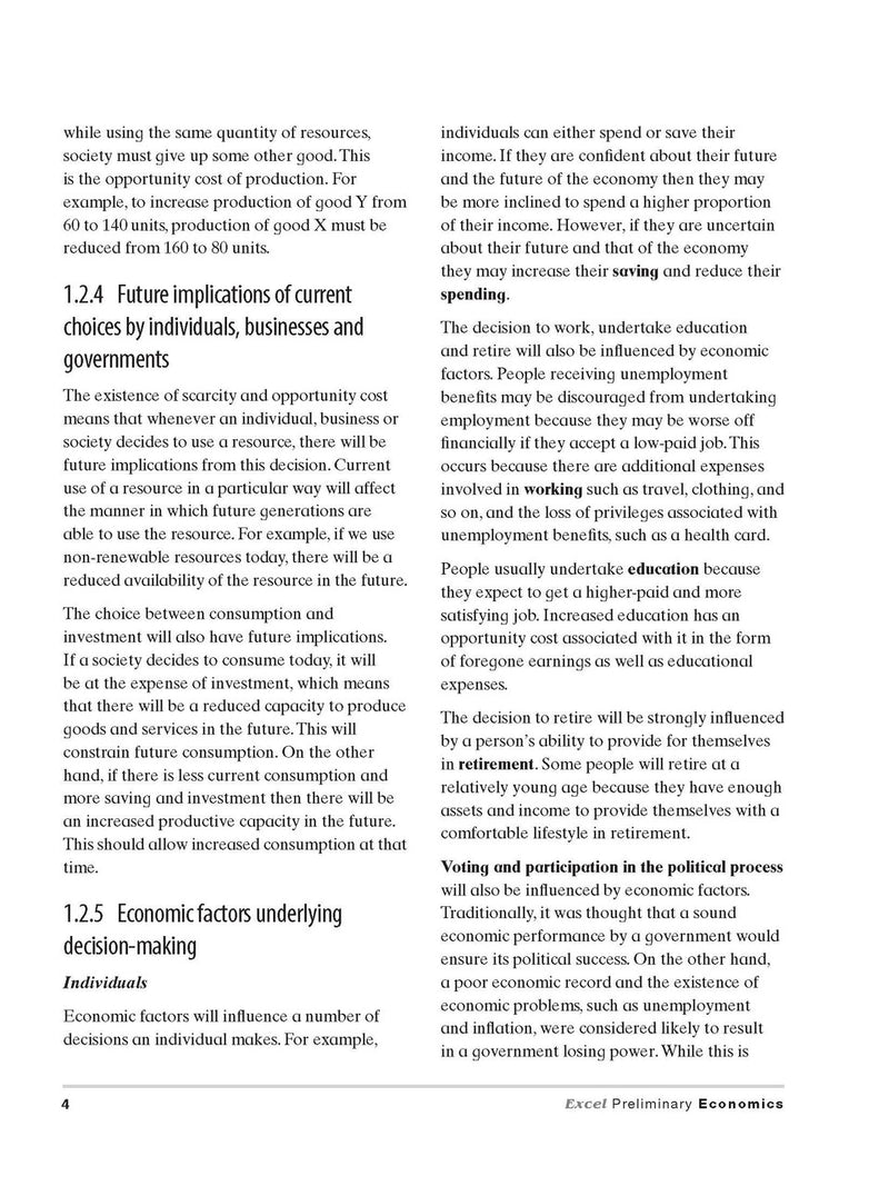 Sample interior page from Excel Preliminary Economics Study Guide Year 11 as shown in the Pascal Press product gallery