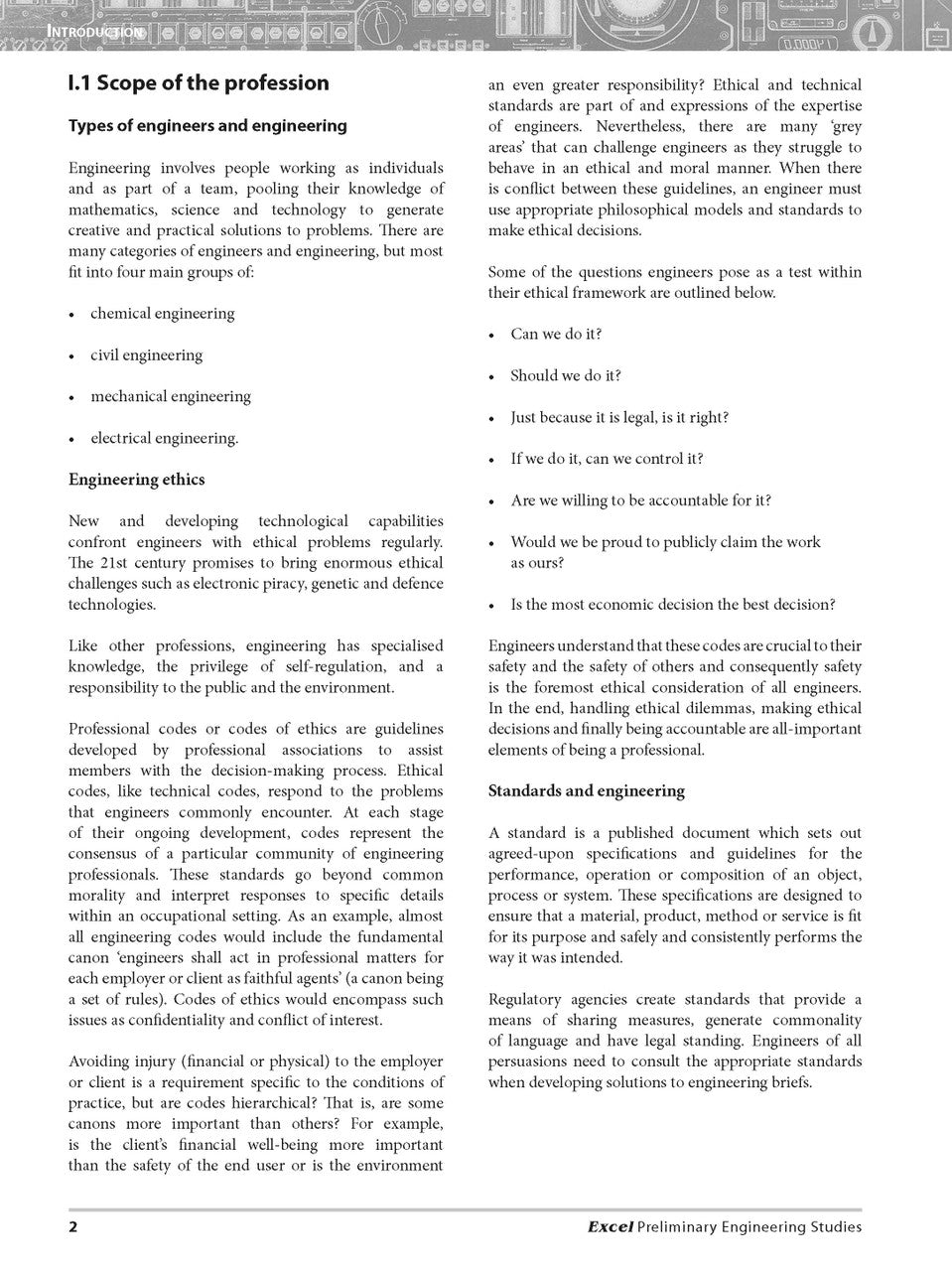 Sample interior page from Excel Preliminary Engineering Studies Year 11 as shown in the Pascal Press product gallery