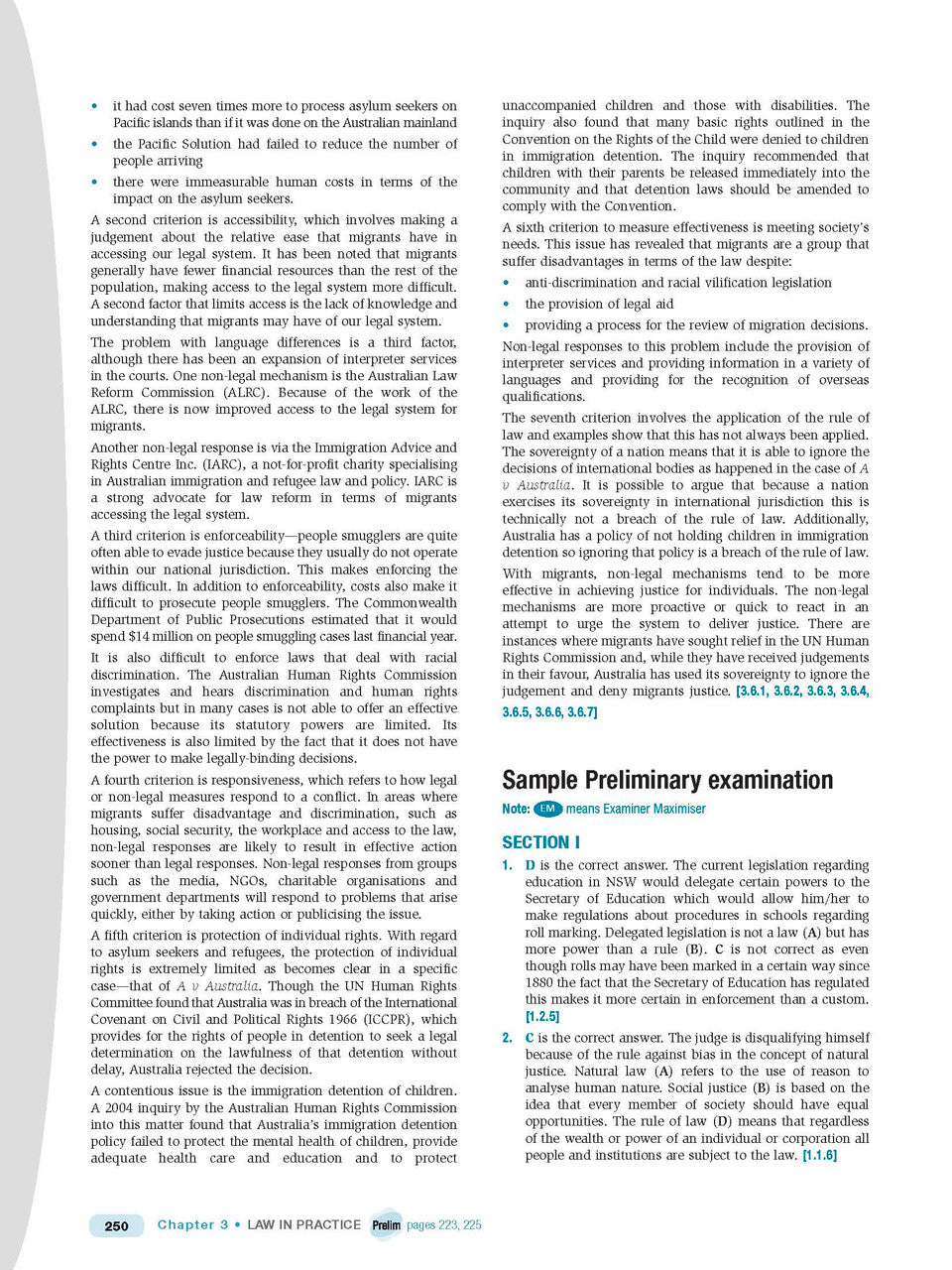 Sample interior page from Excel Preliminary Legal Studies Study Guide Year 11 as shown in the Pascal Press product gallery