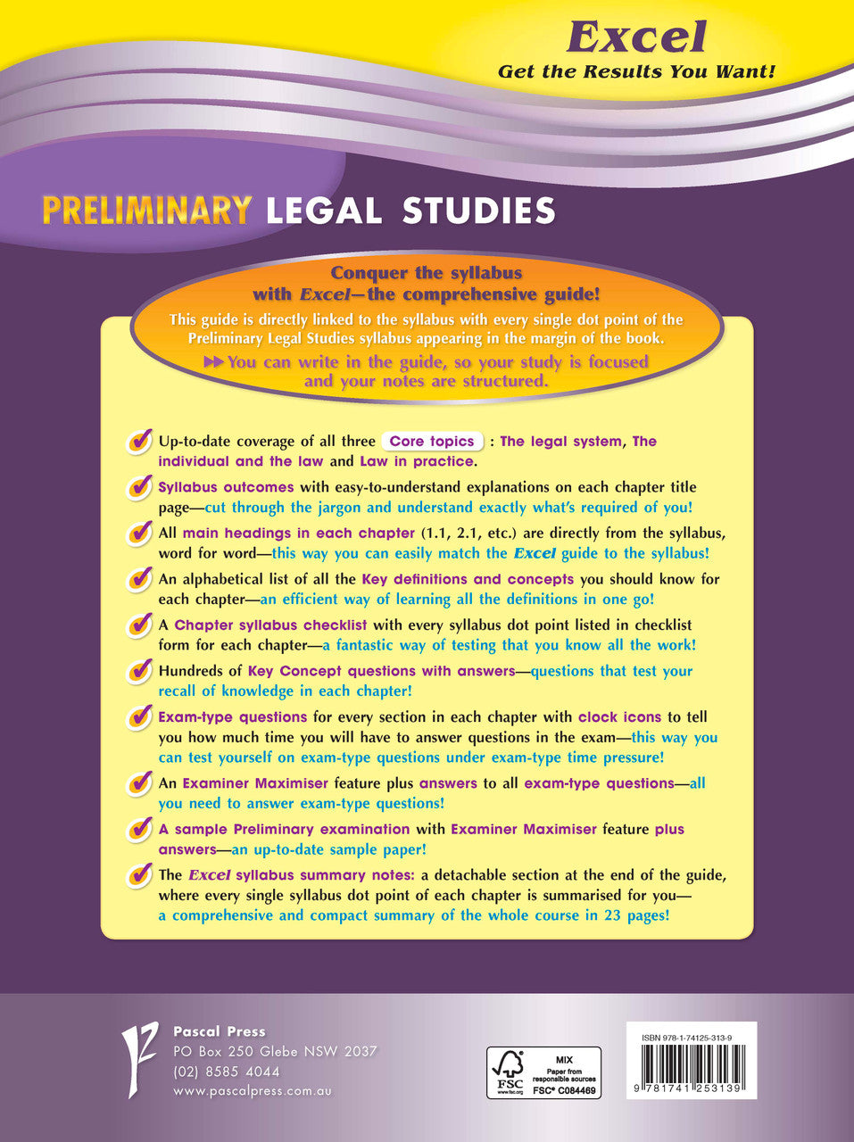 Sample interior page from Excel Preliminary Legal Studies Study Guide Year 11 as shown in the Pascal Press product gallery