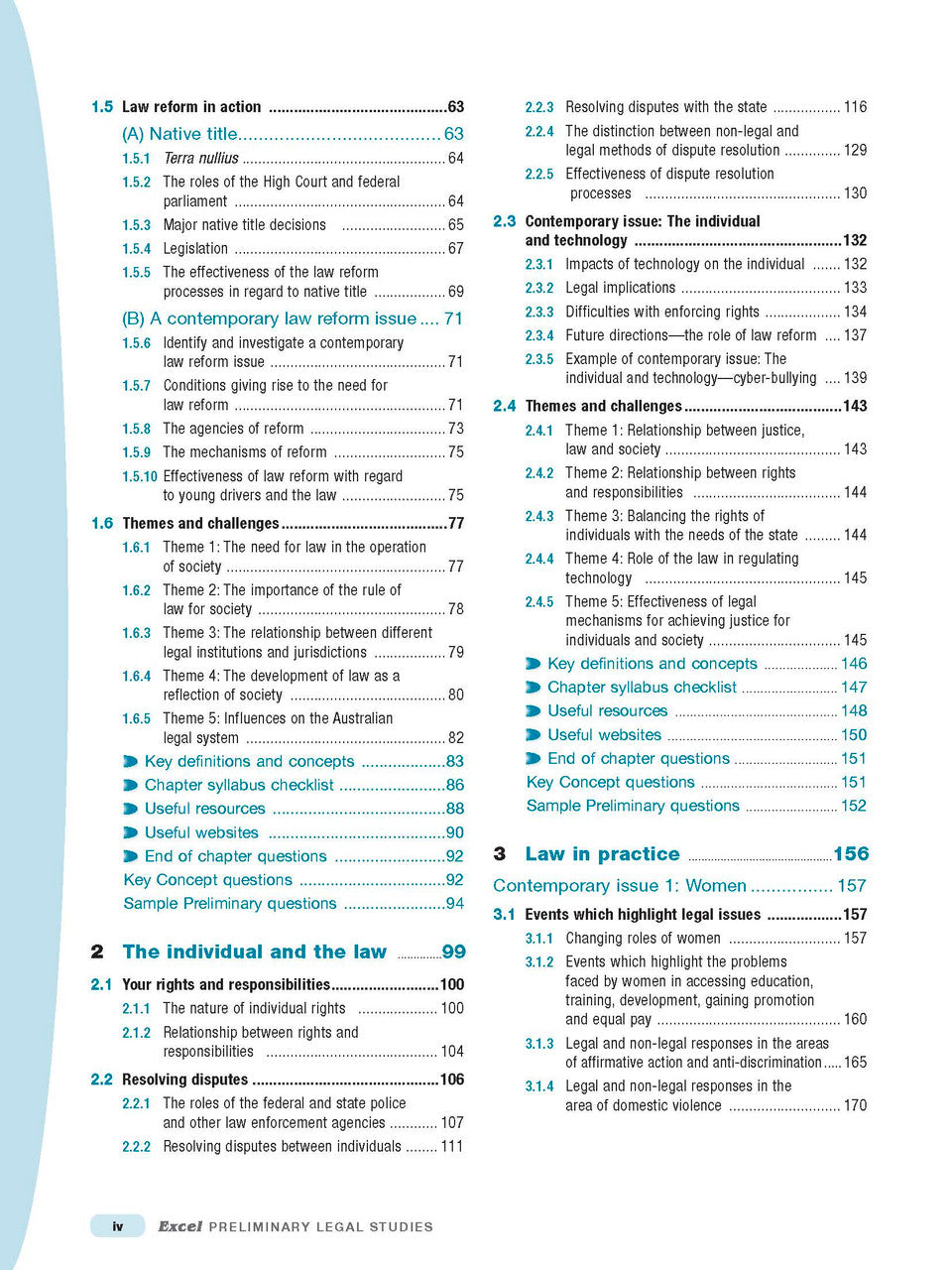 Sample interior page from Excel Preliminary Legal Studies Study Guide Year 11 as shown in the Pascal Press product gallery