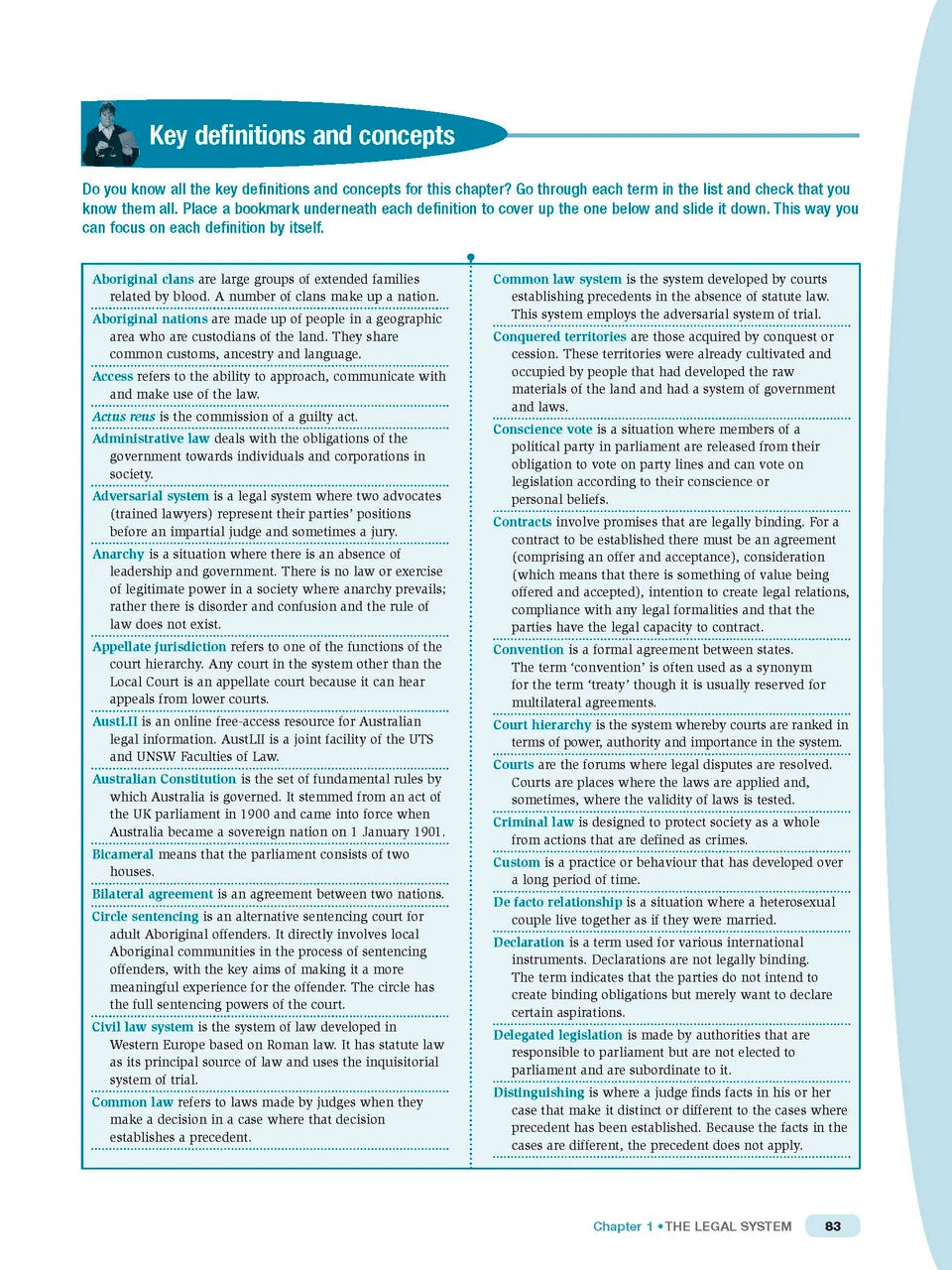 Sample interior page from Excel Preliminary Legal Studies Study Guide Year 11 as shown in the Pascal Press product gallery