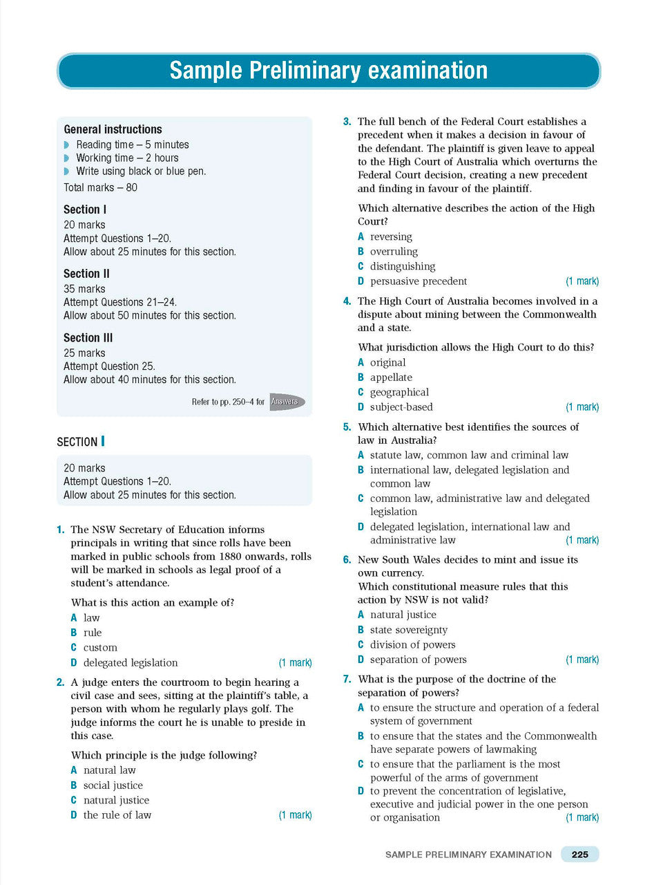 Sample interior page from Excel Preliminary Legal Studies Study Guide Year 11 as shown in the Pascal Press product gallery