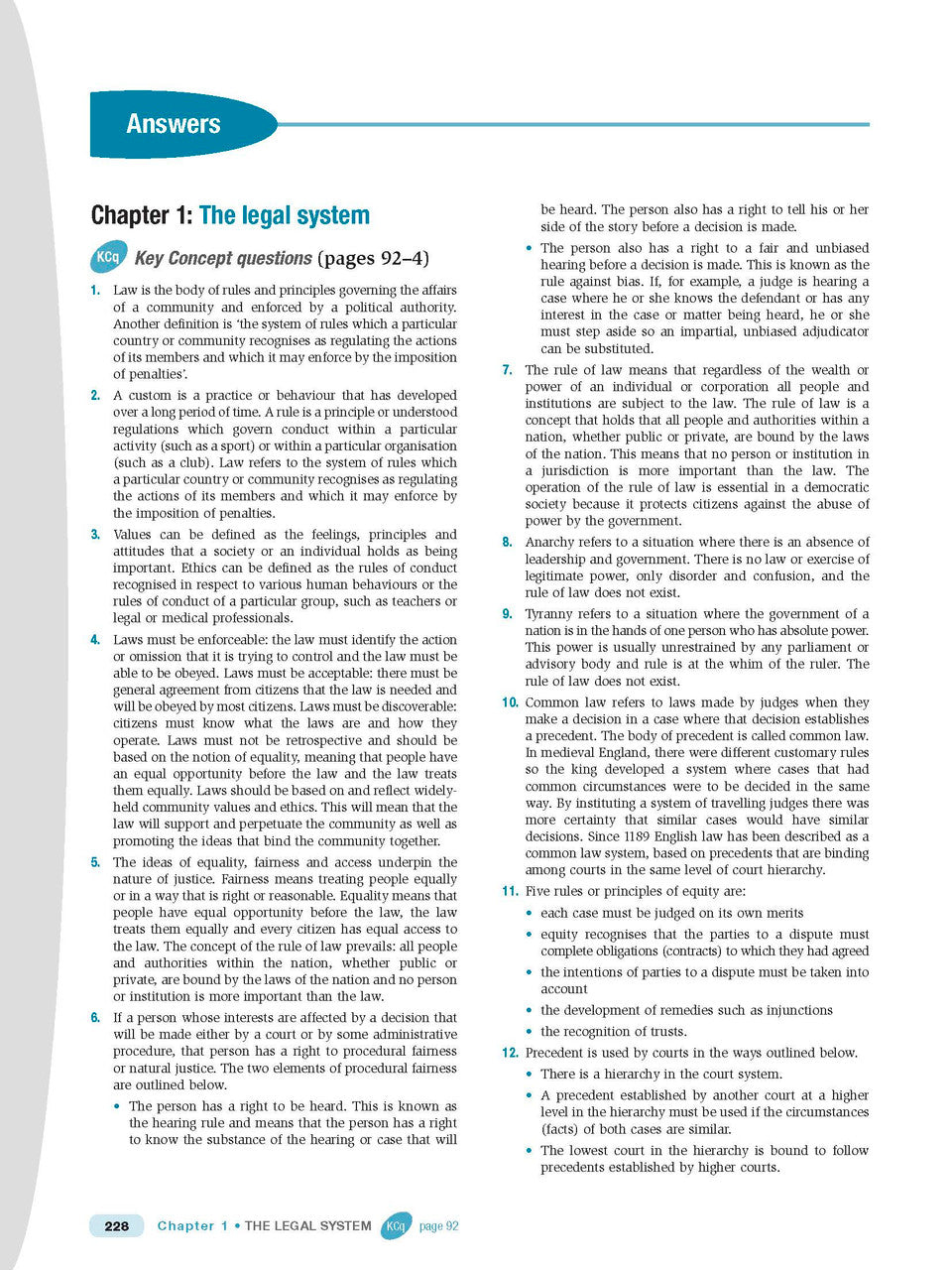 Sample interior page from Excel Preliminary Legal Studies Study Guide Year 11 as shown in the Pascal Press product gallery