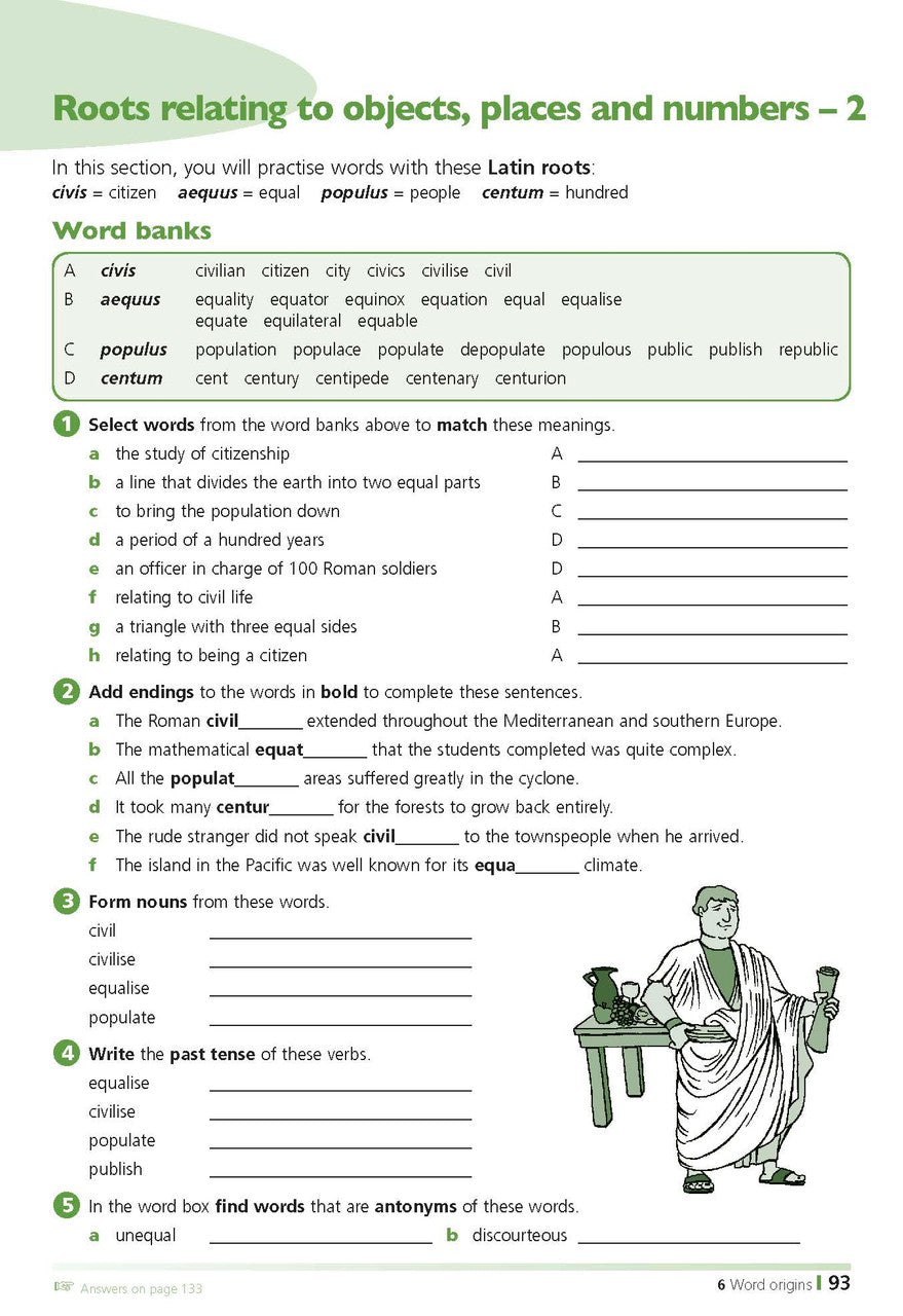 Sample inside page from the Excel Primary Spelling Handbook Years 3-6, taken from the publisher product gallery