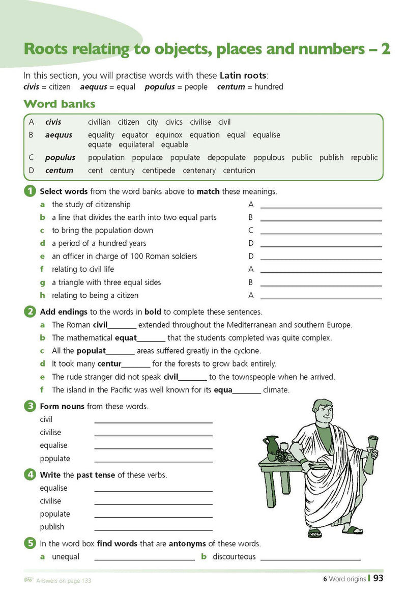 Sample inside page from the Excel Primary Spelling Handbook Years 3-6, taken from the publisher product gallery