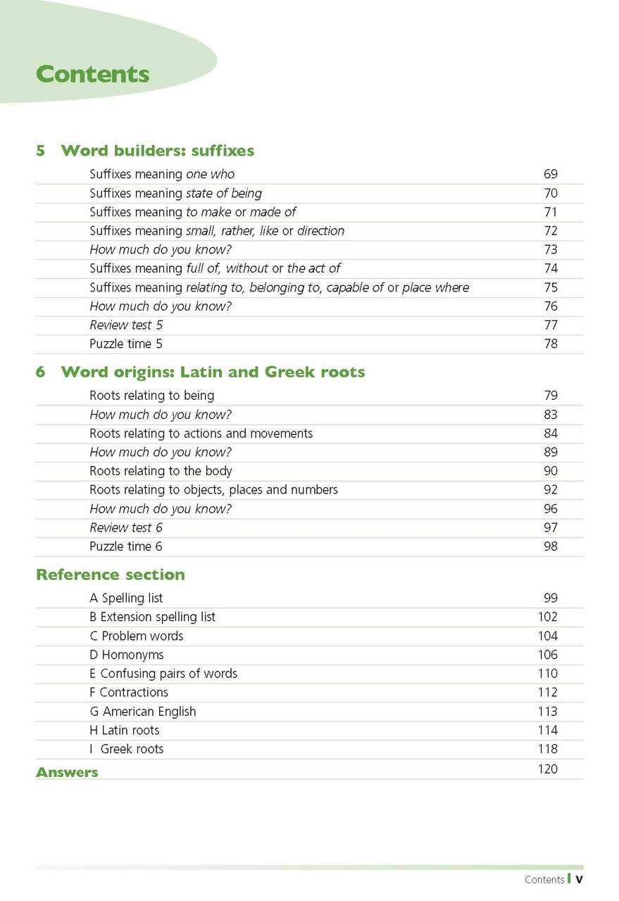 Sample inside page from the Excel Primary Spelling Handbook Years 3-6, taken from the publisher product gallery