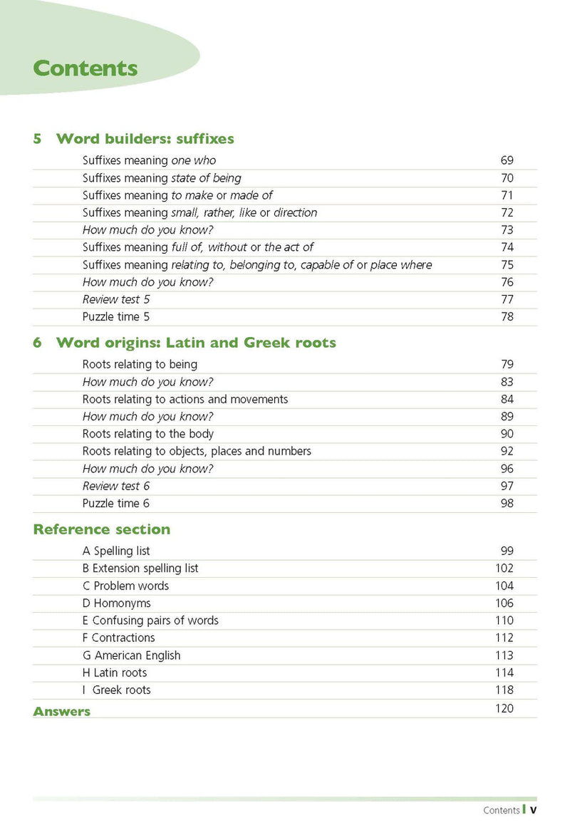 Sample inside page from the Excel Primary Spelling Handbook Years 3-6, taken from the publisher product gallery