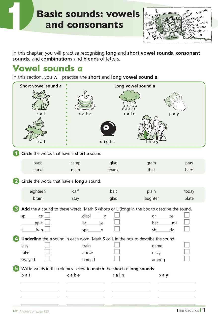 Sample inside page from the Excel Primary Spelling Handbook Years 3-6, taken from the publisher product gallery