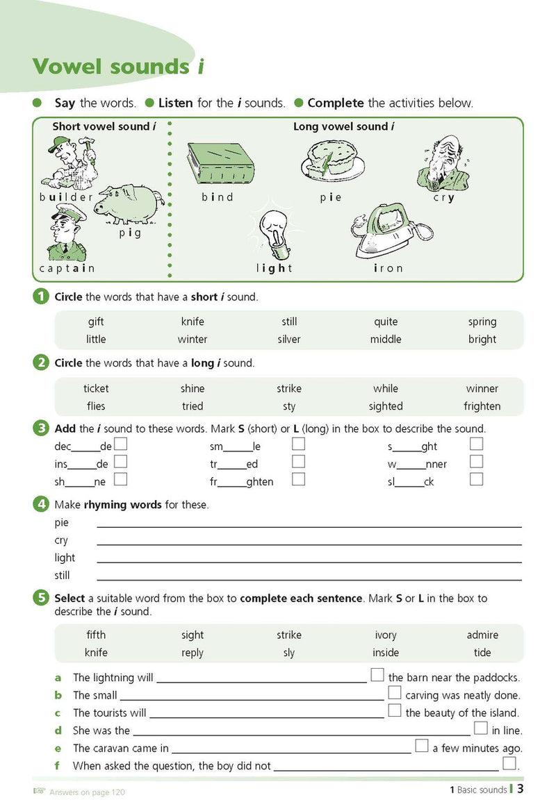 Sample inside page from the Excel Primary Spelling Handbook Years 3-6, taken from the publisher product gallery