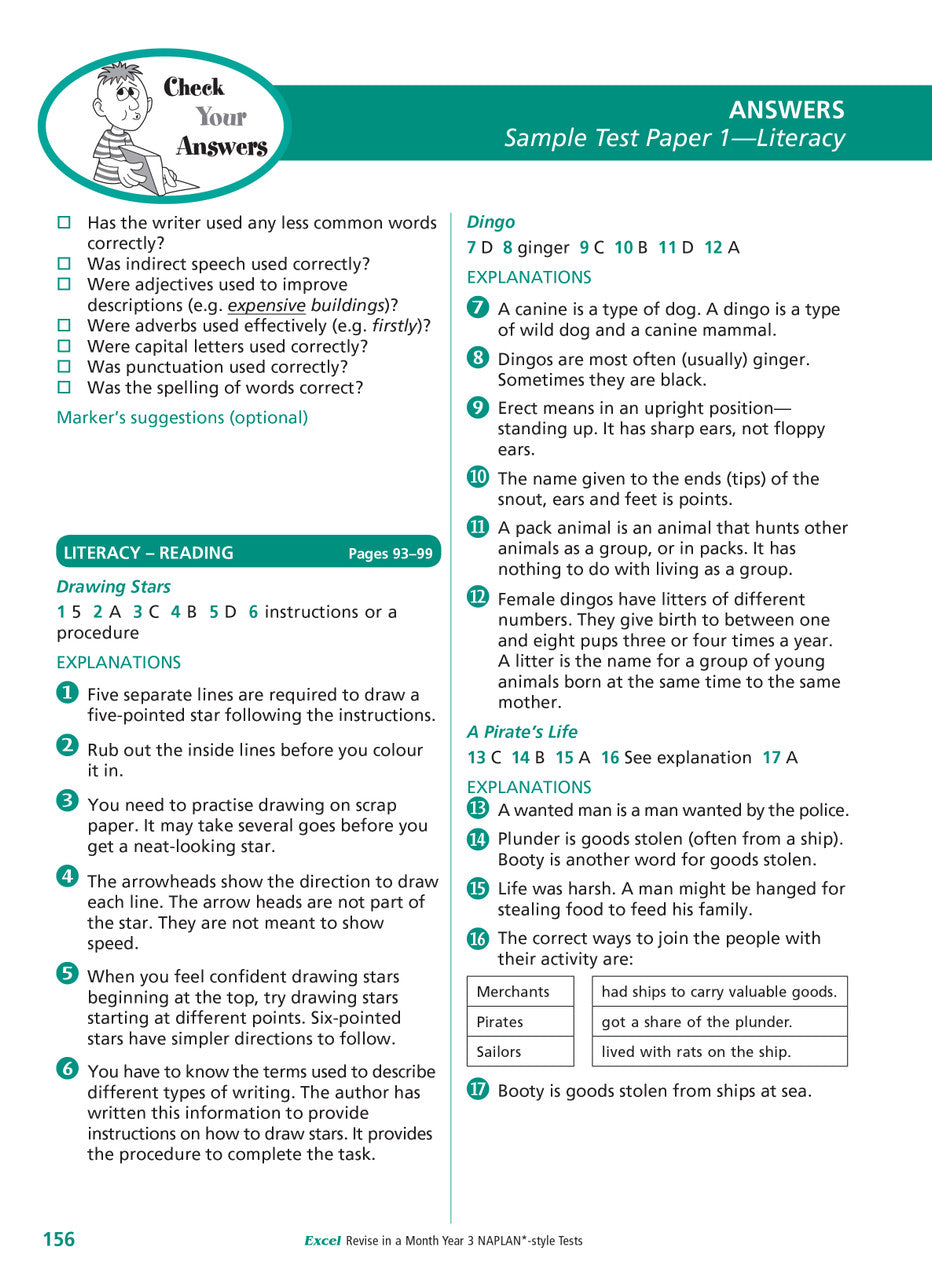 Sample interior page of the Excel Revise in a Month Year 3 NAPLAN-style Tests workbook showing practice questions, from the publisher gallery