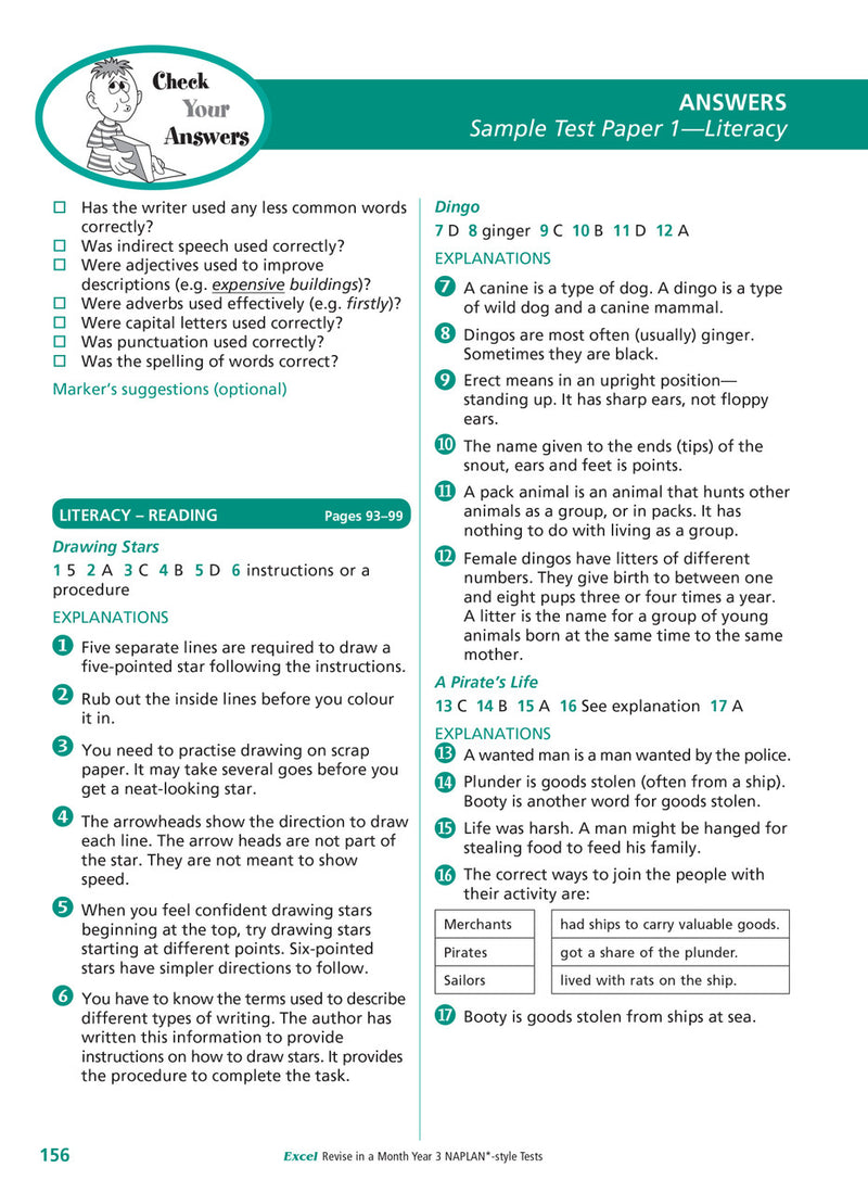 Sample interior page of the Excel Revise in a Month Year 3 NAPLAN-style Tests workbook showing practice questions, from the publisher gallery