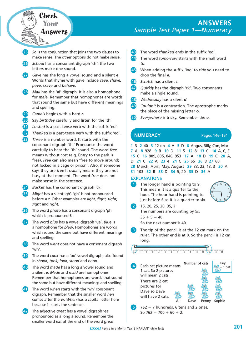 Sample interior page of the Excel Revise in a Month Year 2 NAPLAN-style Tests workbook showing practice questions, from the publisher gallery
