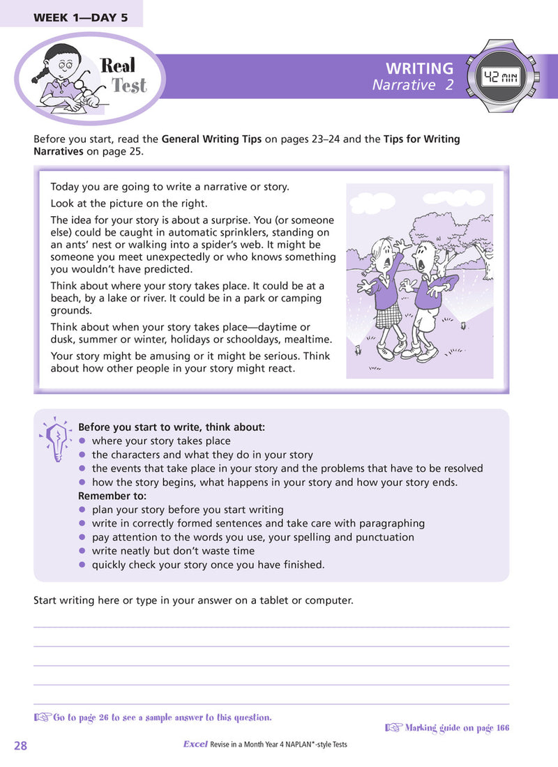 Sample inside page from the Excel Revise in a Month Year 4 NAPLAN-style Tests book, taken from the publisher product gallery