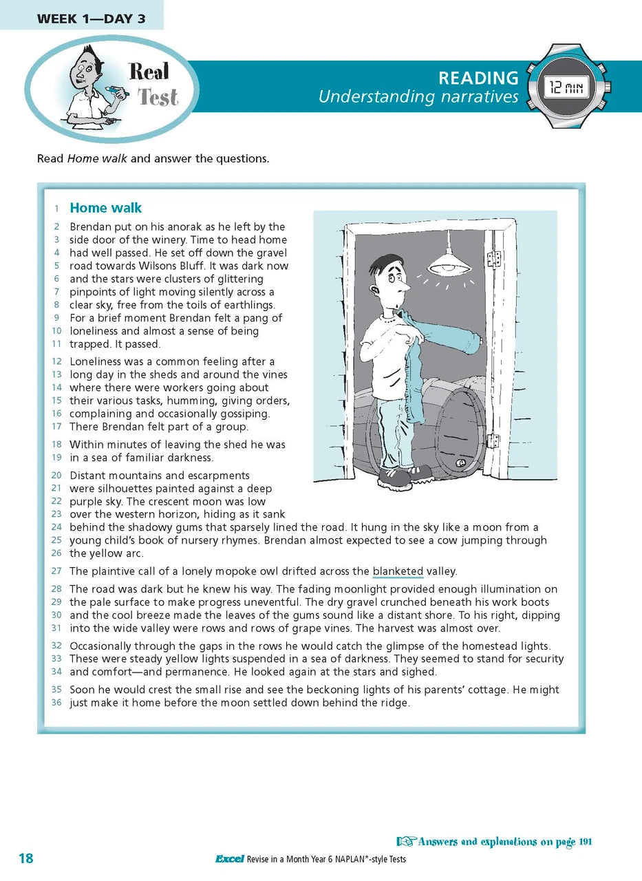 Sample inside page from the Excel Revise in a Month Year 6 NAPLAN-style Tests book, taken from the publisher product gallery