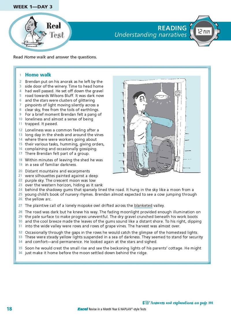 Sample inside page from the Excel Revise in a Month Year 6 NAPLAN-style Tests book, taken from the publisher product gallery
