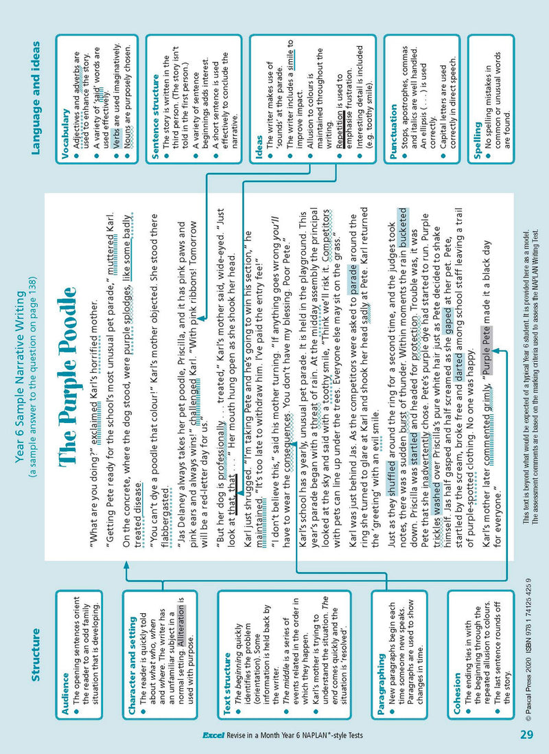 Sample inside page from the Excel Revise in a Month Year 6 NAPLAN-style Tests book, taken from the publisher product gallery