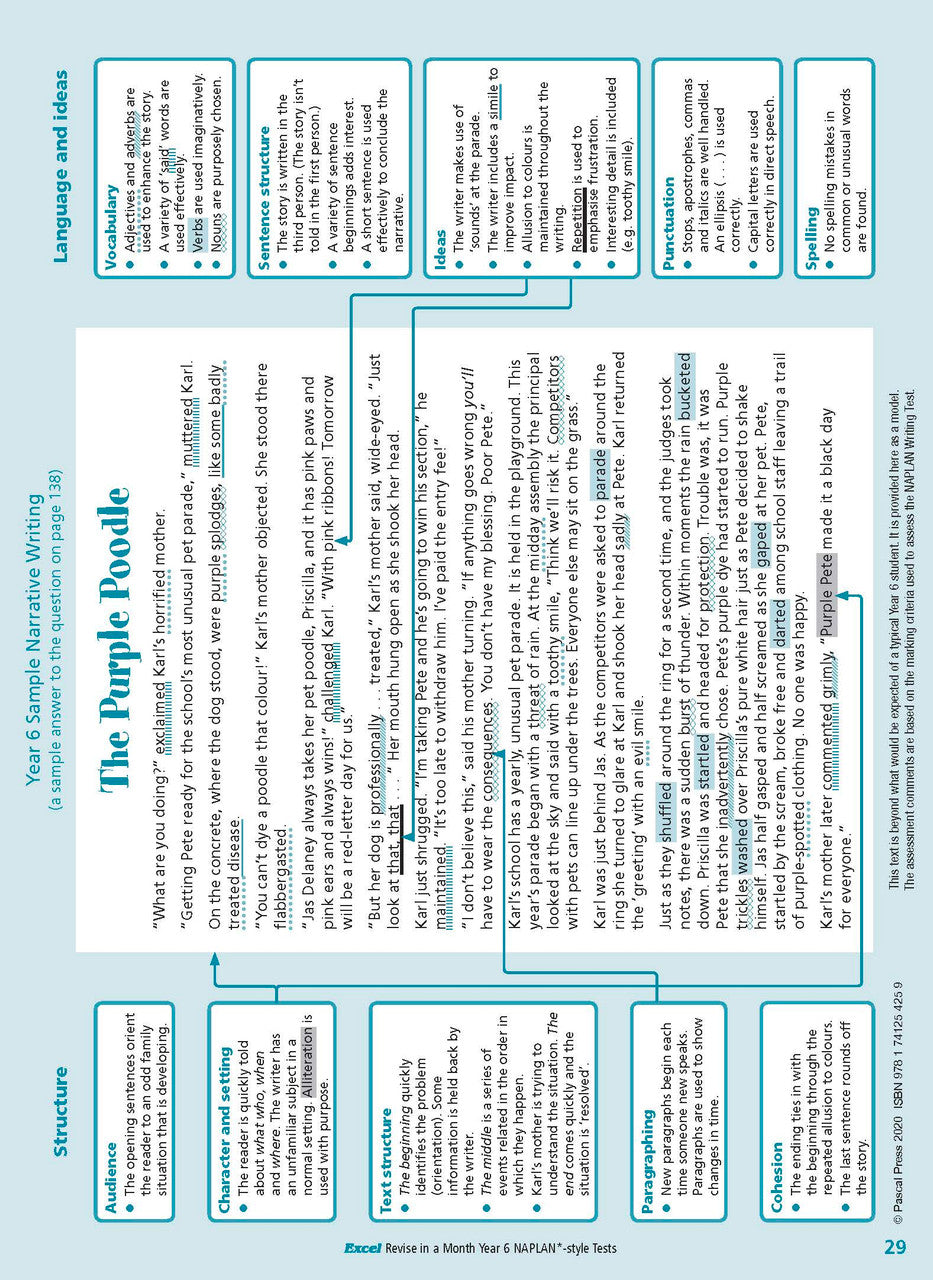 Sample inside page from the Excel Revise in a Month Year 6 NAPLAN-style Tests book, taken from the publisher product gallery