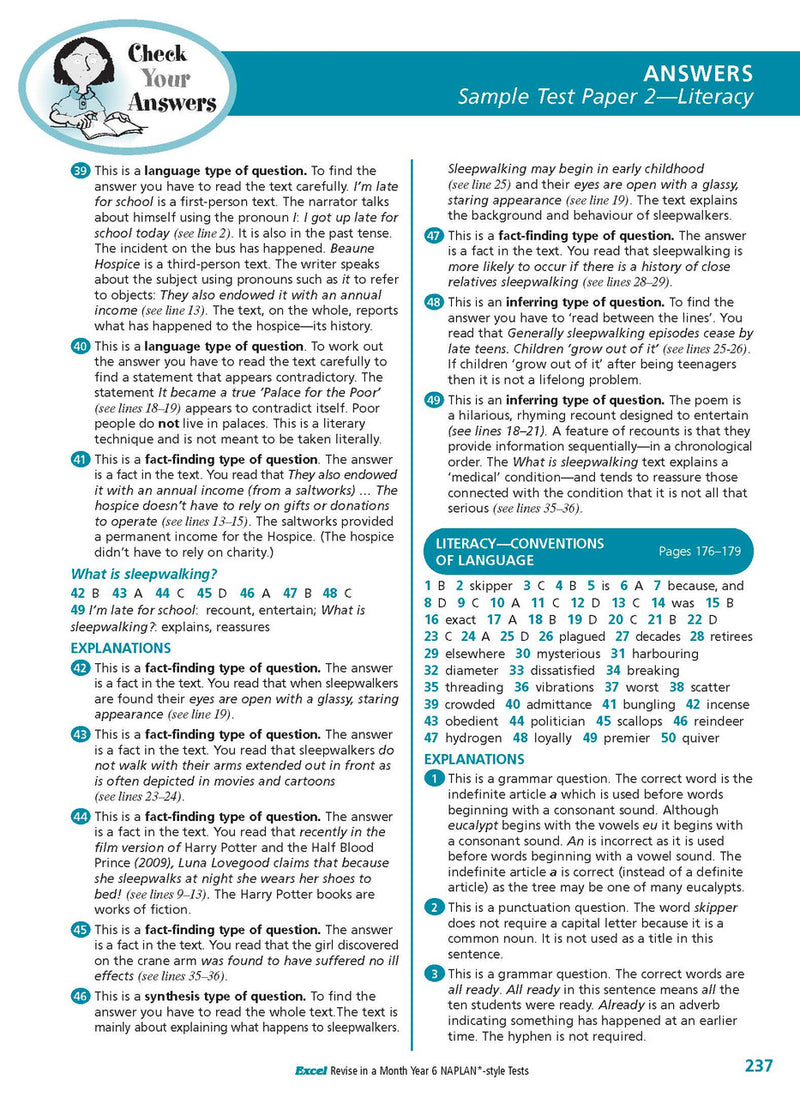 Sample inside page from the Excel Revise in a Month Year 6 NAPLAN-style Tests book, taken from the publisher product gallery
